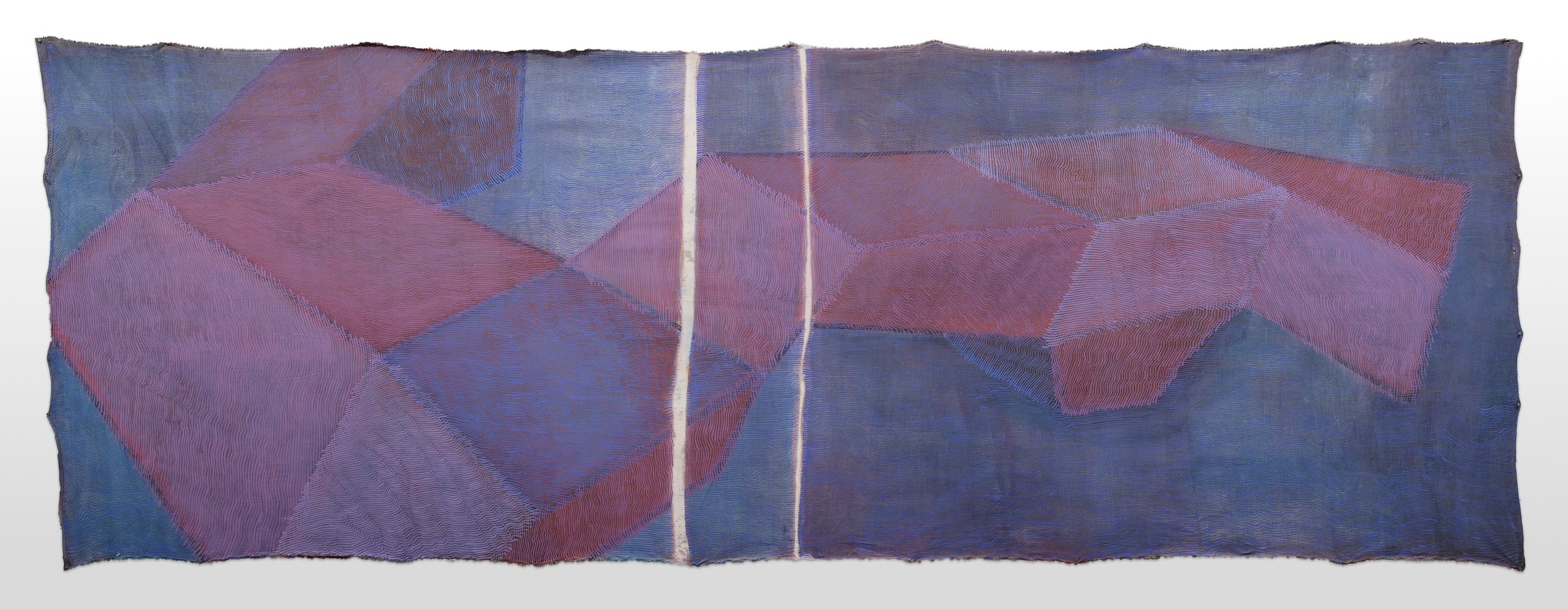 Bigger than—Red Blue No 3, 2023, acrylic on canvas, 148 × 419 cm