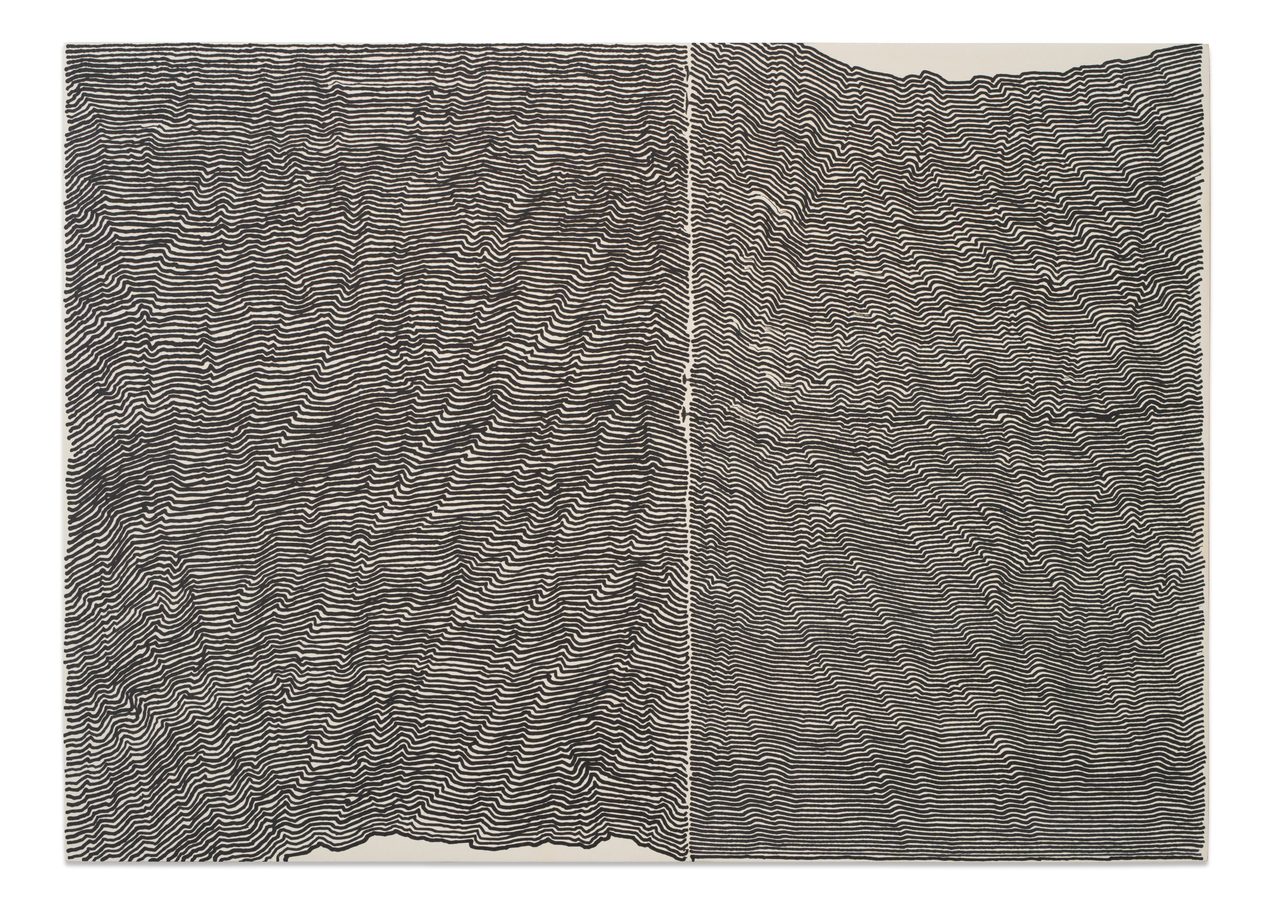 Score No2513, 2025, ink on mdf, 30 × 42 cm