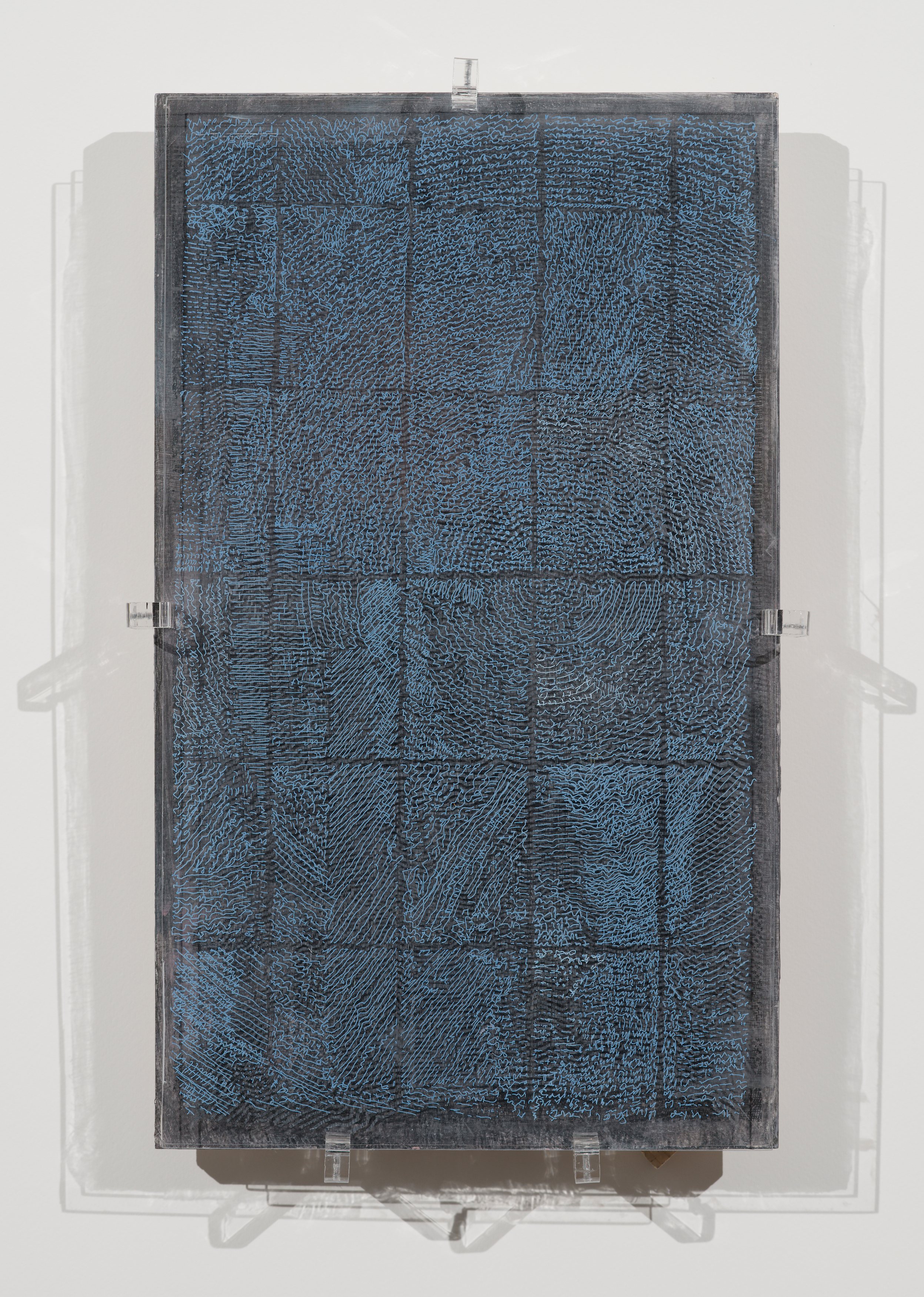 Standing with a Painting No11, 2025, ink and oil on plexiglas and wood, 45 × 27 cm
