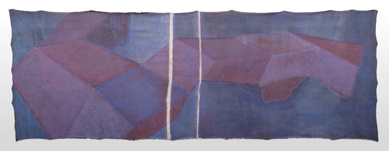 Bigger than—Red Blue No 3, 2023, acrylic on canvas, 148 × 419 cm