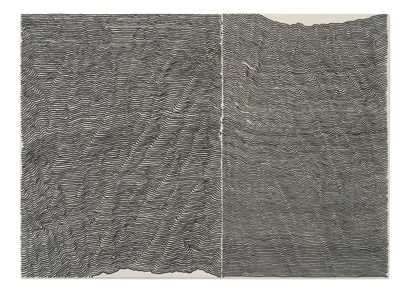 Score No2513, 2025, ink on mdf, 30 × 42 cm